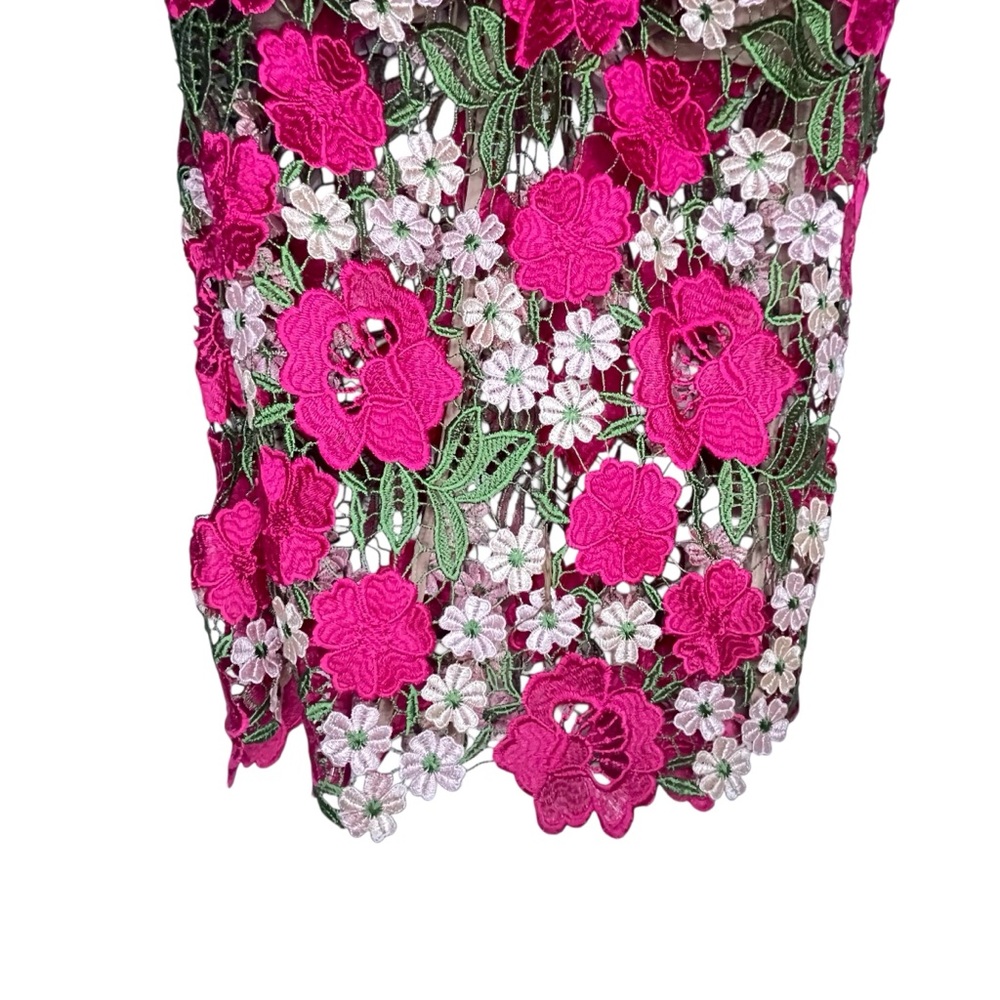 Xscape Pink and Cream Floral Lace Midi Dress - Picture 11 of 13